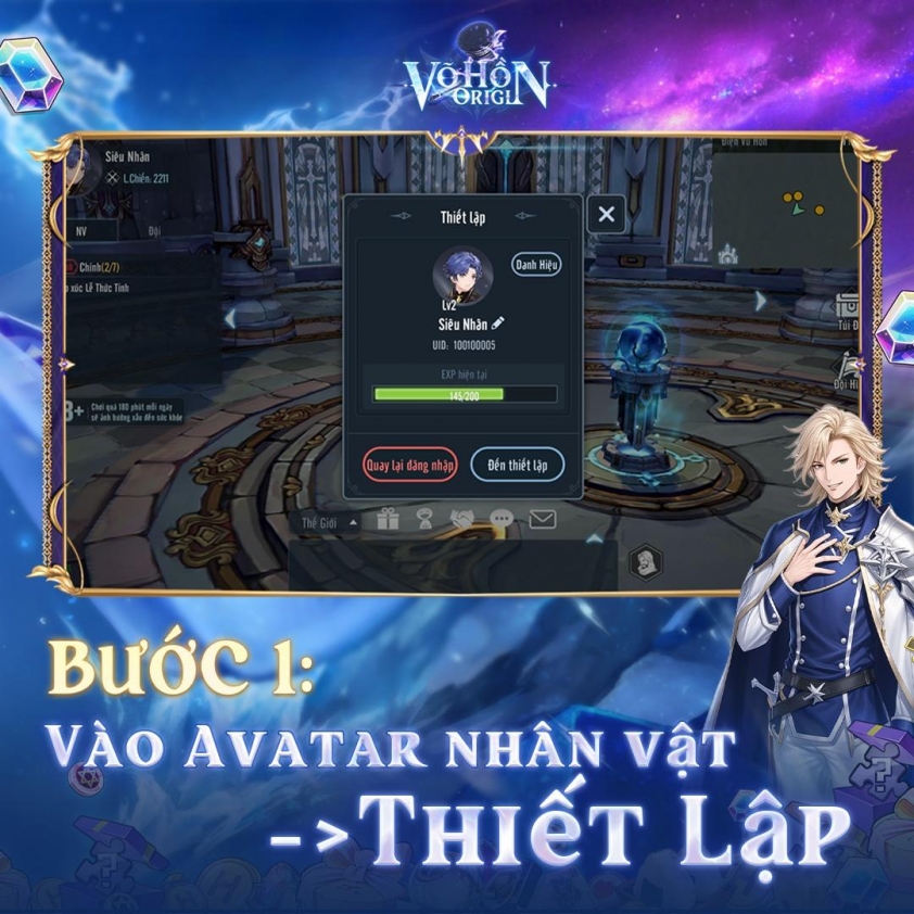 Giao diện chính chọn thiết lập trong game