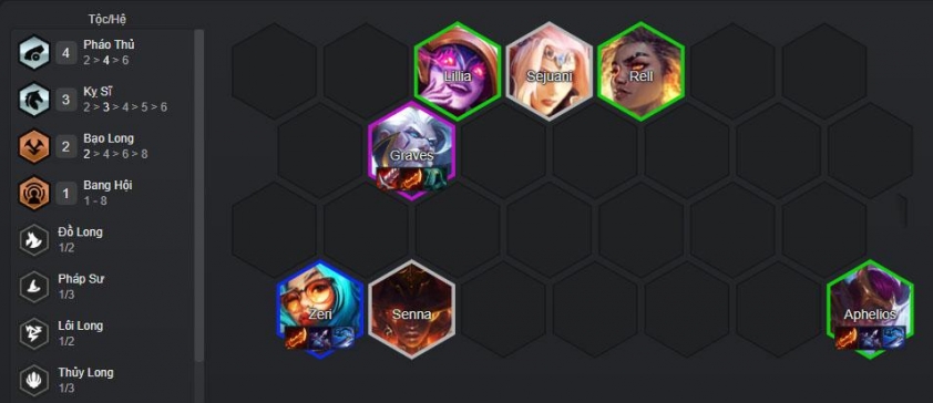 Giữa game đội hình Graves Pháo Thủ Giai đoạn giữa game DTCL 7.5