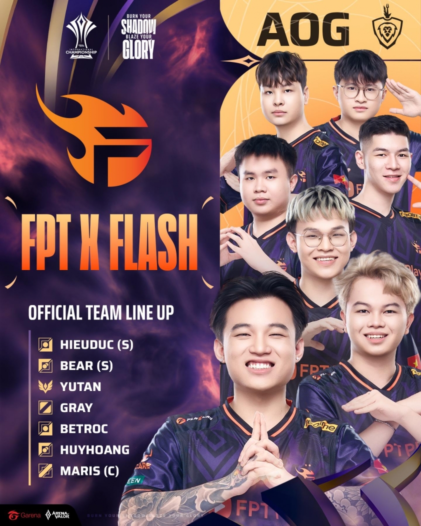 Danh sách đội tuyển tham dự AIC 2025 Liên Quân Mobile Team Flash