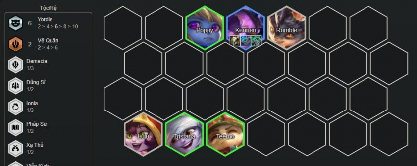 Giữa game đội hình Veigar Yordle Reroll mở khóa Kennen, eco vàng và lên cấp đều đặn