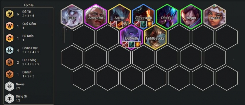 Cuối game đội hình Aatrox Đồ Tể Hoàn thiện đội hình với Aatrox và Fiddlesticks