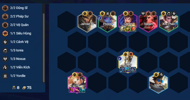 Chiến thuật giữa game với đội hình Demacia Chiến thuật và nâng cấp lõi giữa game cho đội hình Demacia