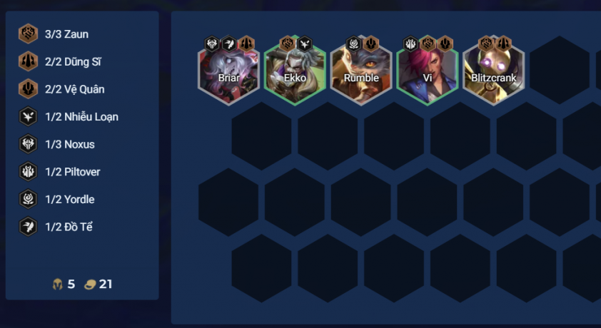 Giai đoạn đầu game đội hình Zaun Đầu game đội hình Zaun